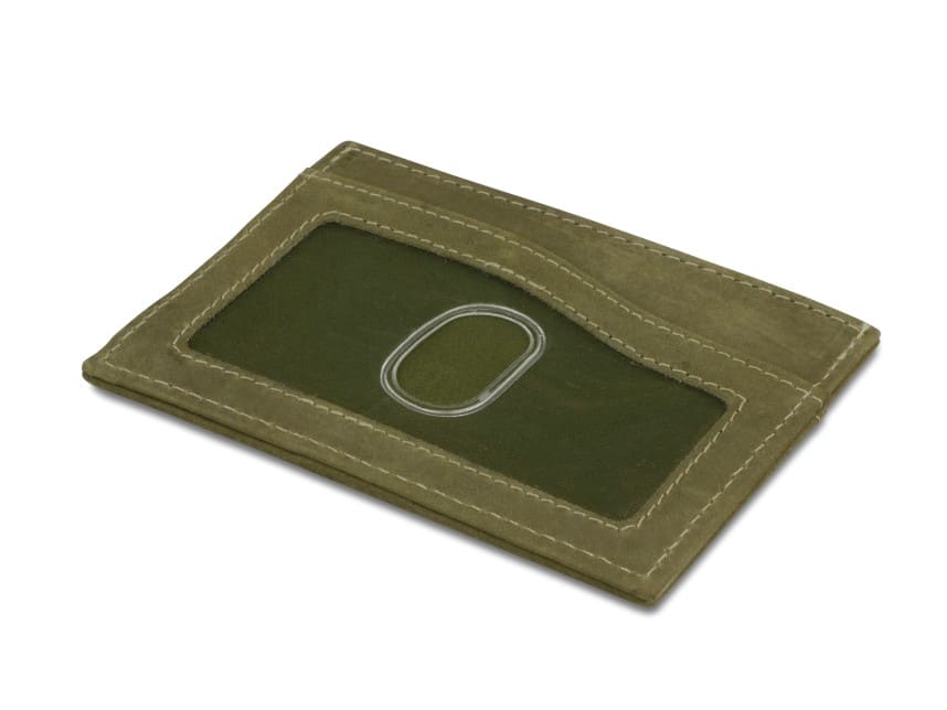Green Leather Card Case with ID Window - LUNIKO NET