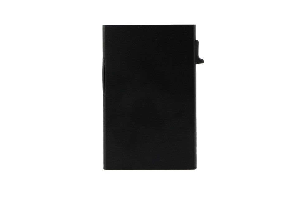 Black Garzini metal wallet card holder front view