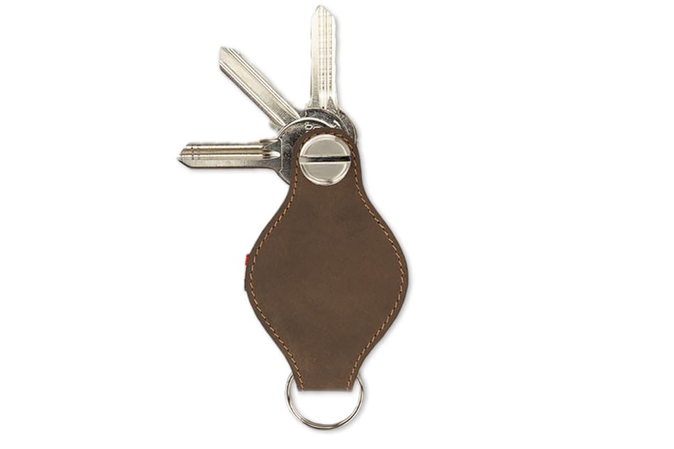 Customizable full shops grain leather key ring - Cognac