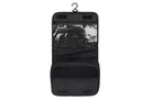 Black hanging toiletry bag with multiple compartments